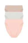 Natori Bliss Bare Cotton High Cut Brief 3-pack In Pink