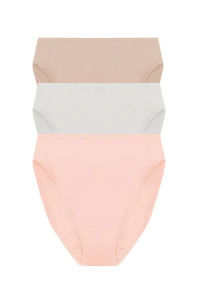 Natori Bliss Bare Cotton High Cut Brief 3-pack In Pink