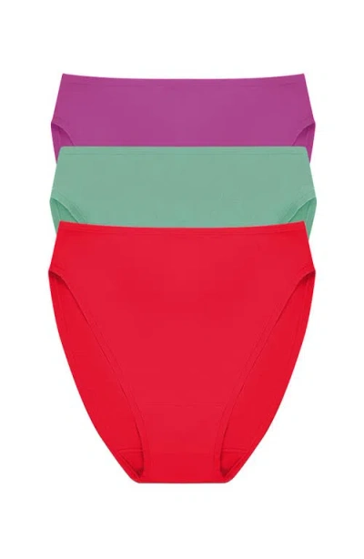 Natori Bliss Bare Cotton High Cut Brief 3-pack In Multi