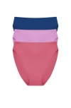 Natori Bliss Bare Cotton High Cut Brief 3-pack In Multi