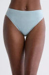 Natori Bliss Bare Cotton High Cut Briefs In Blue