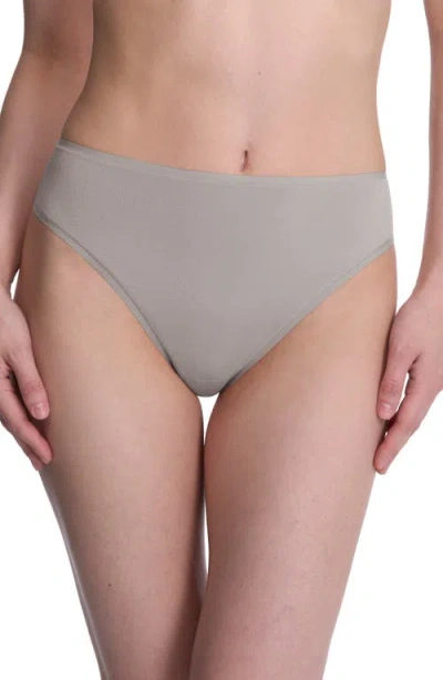 Natori Bliss Bare Cotton High Cut Briefs In Gray