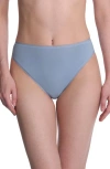 Natori Bliss Bare Cotton High Cut Briefs In Blue