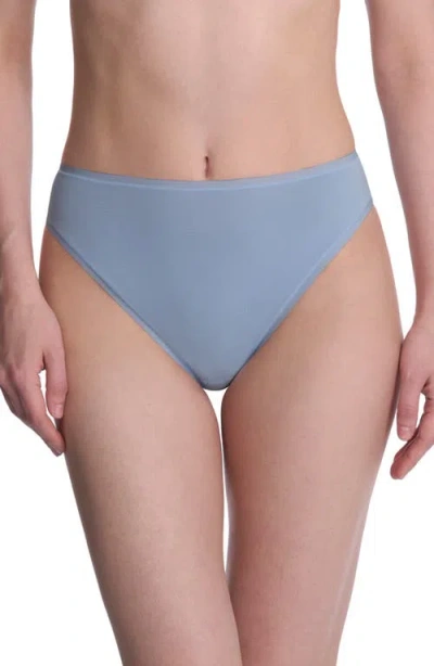 Natori Bliss Bare Cotton High Cut Briefs In Blue