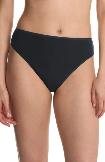 Natori Bliss Bare Cotton High Cut Briefs In Black