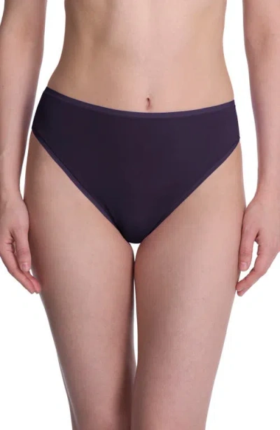 Natori Bliss Bare Cotton High Cut Briefs In Blue