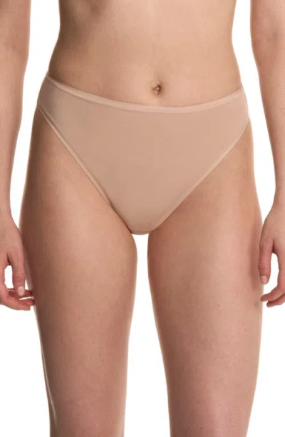 Natori Bliss Bare Cotton High Cut Briefs In Brown