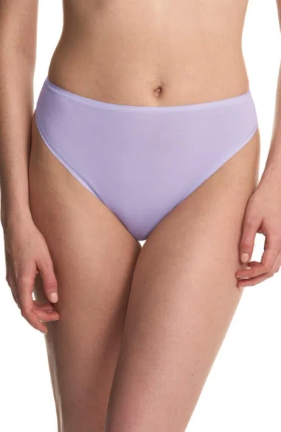 Natori Bliss Bare Cotton High Cut Briefs In Purple