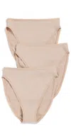 Natori Bliss Bare Cotton High Cut Briefs 3 Pack Café In Café