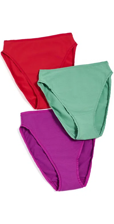 Natori Bliss Bare Cotton High Cut Briefs 3 Pack Multi