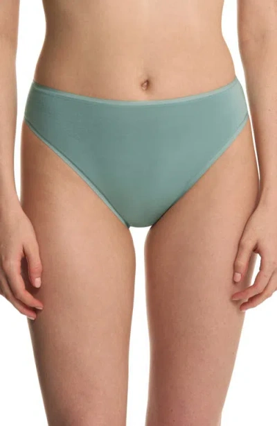 Natori Bliss Bare Cotton High Cut Briefs In Green