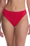Natori Bliss Bare Cotton High Cut Briefs In Red