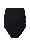 Natori Bliss Bare Cotton High Waist Brief 3-pack In Black,black,black