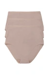 Natori Bliss Bare Cotton High Waist Brief 3-pack In Cafe
