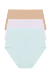 Natori Bliss Bare Cotton High Waist Brief 3-pack In Green