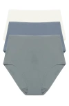 Natori Women's 3-pk. Bliss Bare Cotton High-waist Brief Underwear 778346mp In Seaglass/country Blue/ivory
