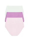 Natori Bliss Bare Cotton High Waist Brief 3-pack In Purple