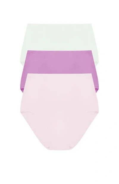 Natori Bliss Bare Cotton High Waist Brief 3-pack In Purple