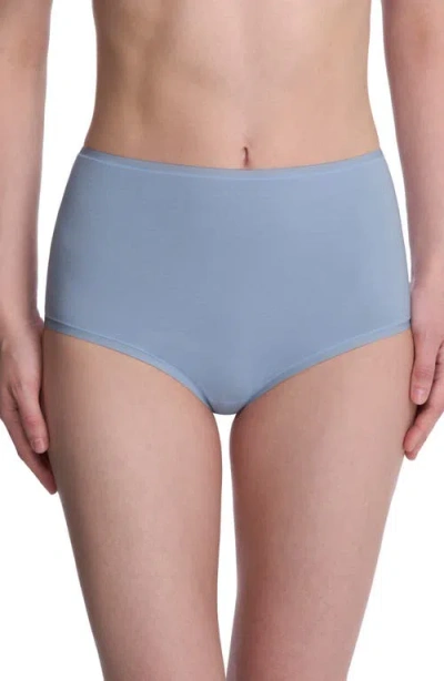 Natori Bliss Bare Cotton High Waist Briefs In Blue