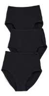 Natori Bliss Bare Cotton High Waist Briefs 3-pack Black In Black