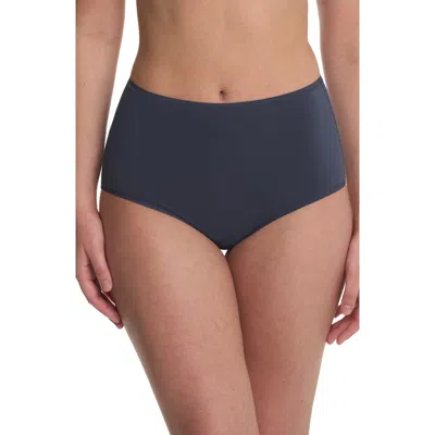 Natori Bliss Bare Cotton High Waist Briefs In Blue