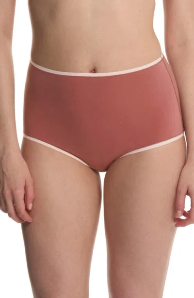 Natori Bliss Bare Cotton High Waist Briefs In Brown