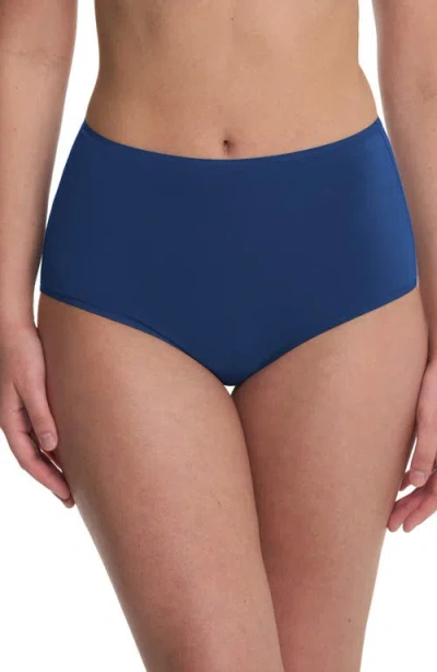 Natori Bliss Bare Cotton High Waist Briefs In Blue