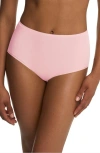 Natori Bliss Bare Cotton High Waist Briefs In Pink
