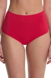 Natori Bliss Bare Cotton High Waist Briefs In Red
