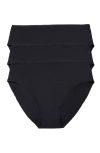 Natori Bliss Bare Cotton Hipster 3-pack In Black,black,black