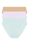 Natori Bliss Bare Cotton Hipster 3-pack In Blue
