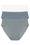 Natori Women's 3-pk. Bliss Bare Cotton High-waist Brief Underwear 778346mp In Seaglass/country Blue/ivory