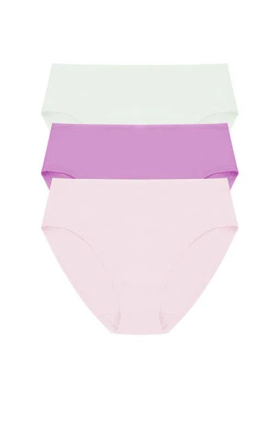 Natori Bliss Bare Cotton High Cut Brief 3-pack In Multi