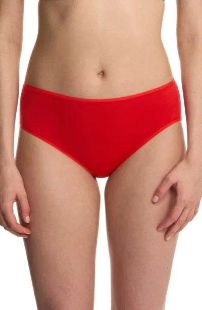 Natori Bliss Bare Cotton Hipster Briefs In Red