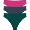 Natori Bliss Bare Cotton Thong 3-pack In Multi