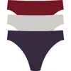 Natori Bliss Bare Cotton Thong 3-pack In Multi