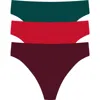 Natori Bliss Bare Cotton Thong 3-pack In Multi