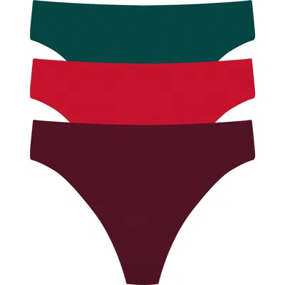 Natori Bliss Bare Cotton Thong 3-pack In Multi