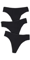 Natori Bliss Bare Cotton Thong 3-pack Black In Black