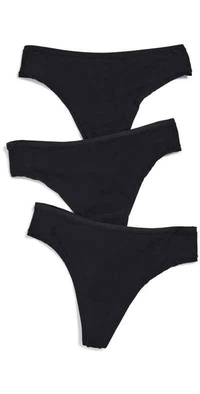 Natori Bliss Bare Cotton Thong 3-pack Black