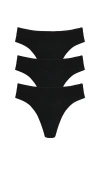 Natori Bliss Bare Cotton Thong 3-pack In Black