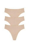 Natori Bliss Bare Cotton Thong 3-pack In Caf?