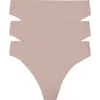 Natori Bliss Bare Cotton Thong 3-pack In Cafe