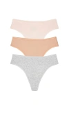 Natori Bliss Bare Cotton Thong 3-pack In Multi