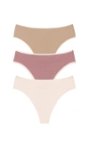 Natori Bliss Bare Cotton Thong 3-pack In Multi