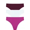 Natori Bliss Bare Cotton Thong 3-pack In Multi