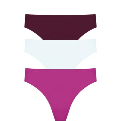 Natori Bliss Bare Cotton Thong 3-pack In Multi