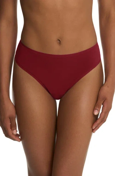 Natori Bliss Bare Cotton Thong In Red