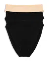 Natori Bliss Bare Cotton High Cut Brief 3-pack In Black/black/cafe
