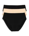 Natori Bliss Bare Cotton Hipster 3-pack In Black/black/cafe